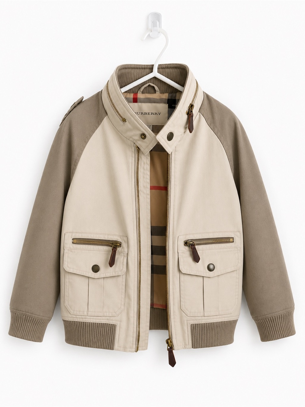 Burberry Kids Two-Tone Beige & Brown Jean Jacket